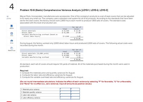 Solved Problem 10 9 Static Comprehensive Variance Analysis