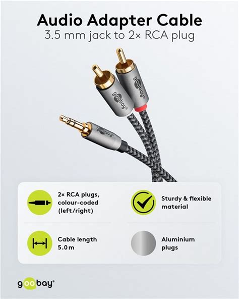 Goobay Lydadapterkabel AUX 3 5 Mm Stik Til Stereo RCA Stik 5 M