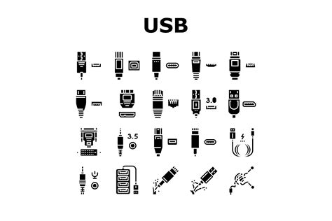 Usb Cable And Port Purchases Icons Set Graphic By Stockvectorwin · Creative Fabrica