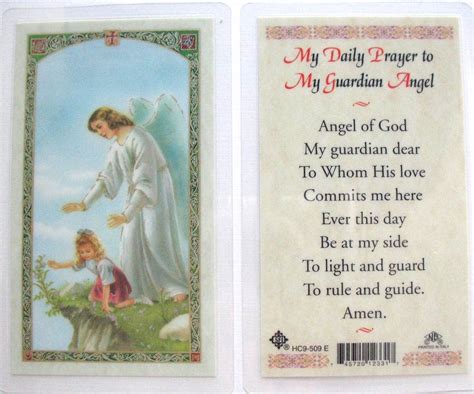 Laminated - Guardian Angel - My Daily Prayer to My Guardian Angel - Cl ...