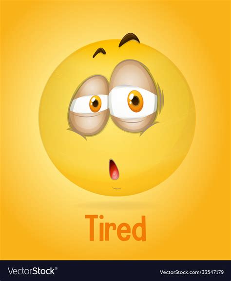 Tired emotional yellow face with text Royalty Free Vector