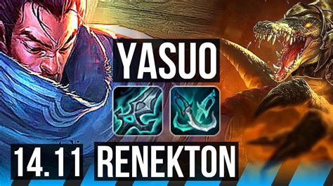 Yasuo Vs Renekton Mid Games Dominating Kr Master