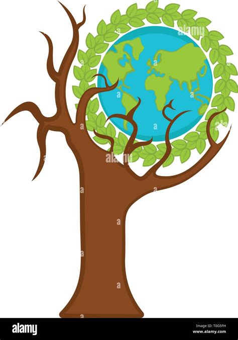 Planeta Tierra en un árbol Imagen Vector de stock Alamy