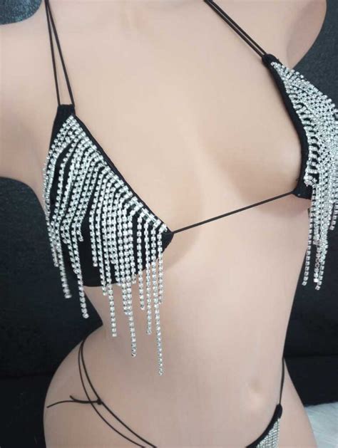 Rhinestone Fringe Micro Bikini Ultravixen Dancewear