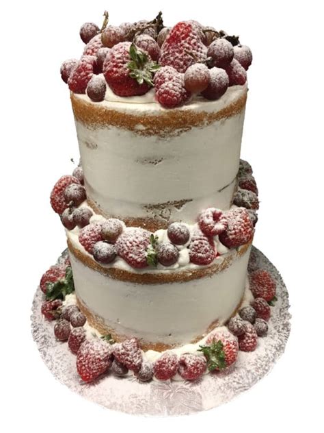 Two Tier Cake Naked With Assorted Fruit Aggie S Bakery Cake Shop