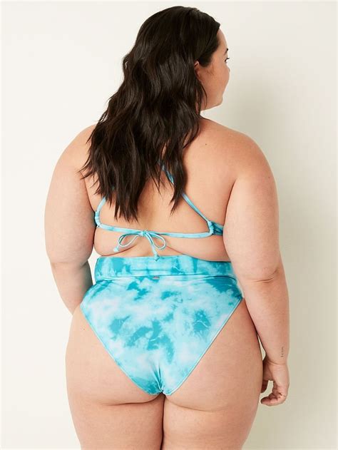 Çapraz V Model Yüksek Bel Bikini Altı Mavi Şifon Jeot Batik VS26490501 Victoria s Secret PINK