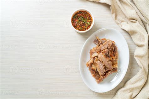 Grilled Pork Neck with Thai Spicy Sauce 4935784 Stock Photo at Vecteezy