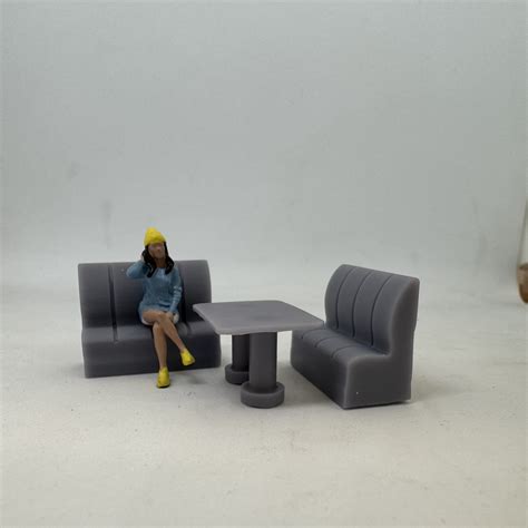 STL File RBN PERFORMANCE PARTS DINER TABLE AND BENCH FOR HOT WHEELS OR MATCHBOX DIORAMA