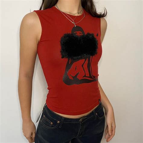 Y K Miss Sixty Retro Naked Woman Print Top Depop Tank Top