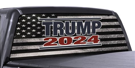 Fgd Trump 2024 Perforated Rear Truck Window Black And White Distressed American Flag Decal