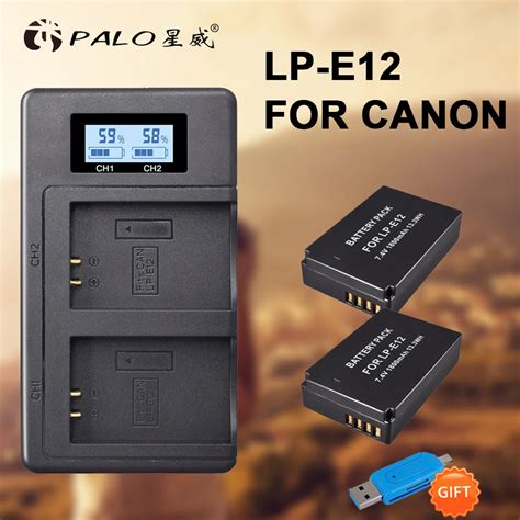 2pcs 1800mah Lp E12 Lpe12 Lp E12 Camera Battery Akku Lcd Usb Charger For Canon M 100d Kiss X7