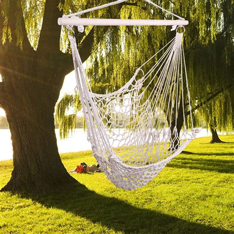 Ktaxon Hammock Cotton Swing Camping Hanging Rope Chair Wooden Beige ...