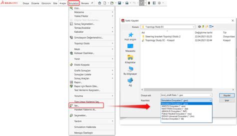 SOLIDWORKS Simulation Mesh Datasını Dışarıya Aktarma Export