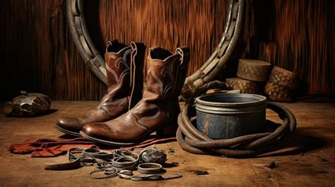 Premium Ai Image American West Still Life With Old Horseshoe