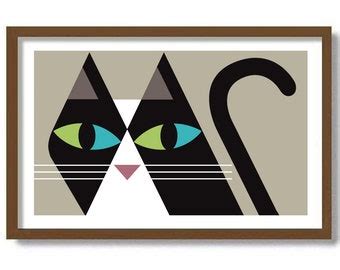 Tuxedo Cat Art | Etsy