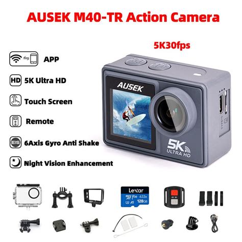 Original Ausek M40tr Action Camera 5k 30fps Ultra Hd Touch Screen At