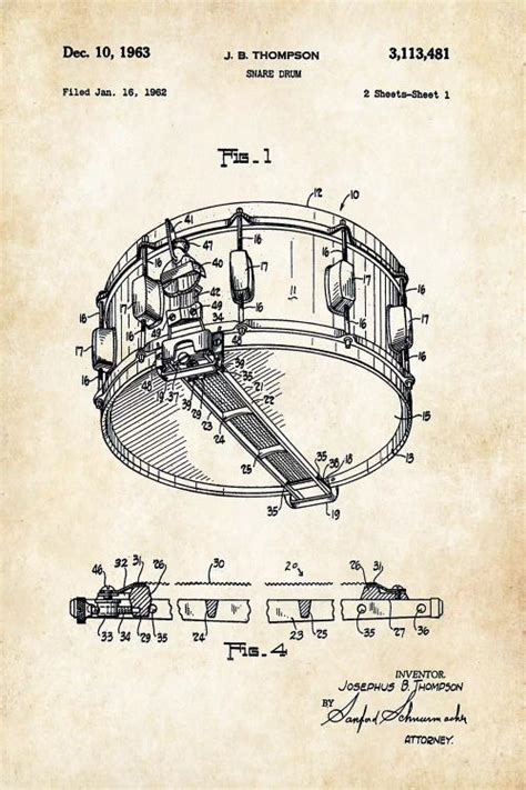 Rogers Dynasonic Snare Drum Art Print By Patent77 Icanvas