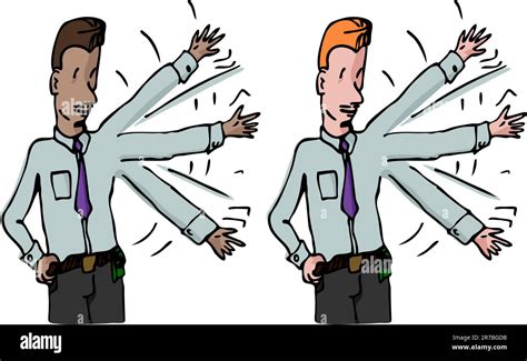 Two Variations Of A Businessman Waving His Arm Up And Down For Exercise