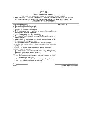 Fillable Online Webtel Form O See Rule D Report Of Valuation Of