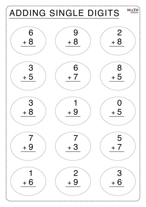 Single Digit Addition Worksheets For Grade 1 Free Printable Resources