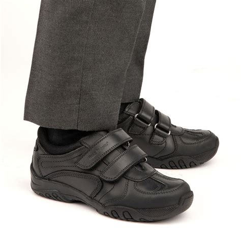 Hush Puppies Boys Shoe Black School Shoe Easy Fasten Jezza Size Ebay