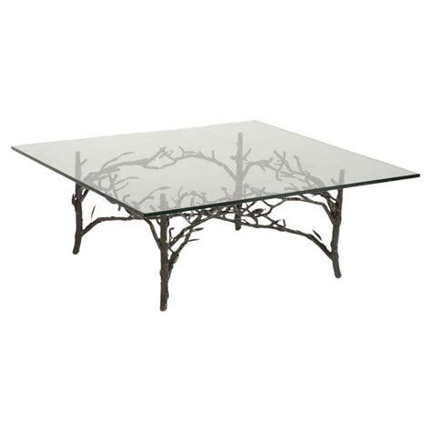 Diego Giacometti Style Hand Hammered Iron And Glass Coffee Table At 1stdibs