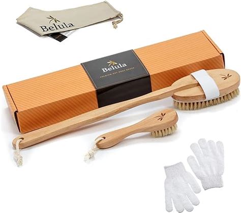 Belula Premium Dry Brushing Body Brush Set Natural Boar Bristle Body Brush