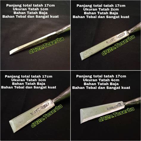 Satu Set Pahat Tatah Kayu Alat Ukir Baja Per Ukuran 1cm 2cm 3cm 4cm