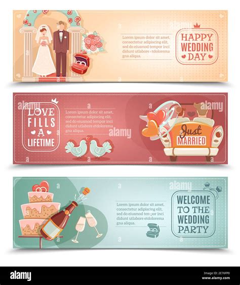 Vintage Style Wedding Day Party For Just Married Couple Flat Horizontal