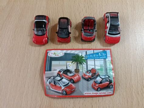 KINDER FERRERO SORPRESINE SERIE COMPLETA AUTO SMART ROSSE Con 4