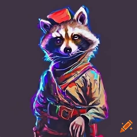 Cyberpunk Raccoon Dressed As A Pirate On Craiyon