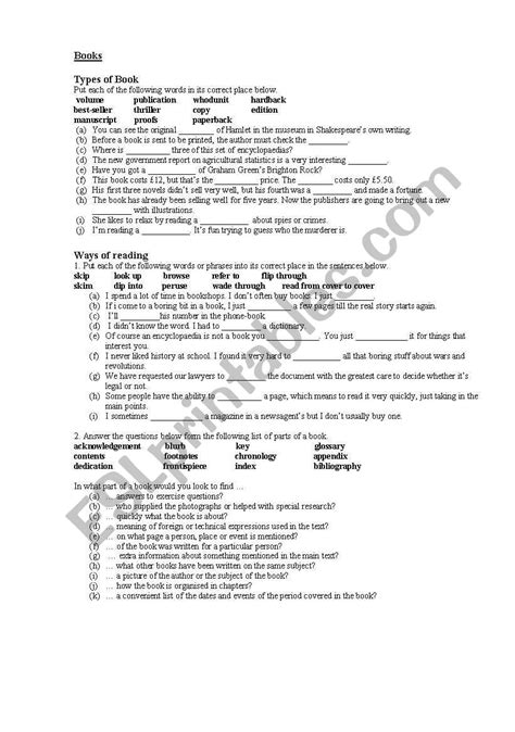 Books and reading. Vocabulary - ESL worksheet by Kolesnik