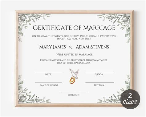 Template Of Marriage Certificate