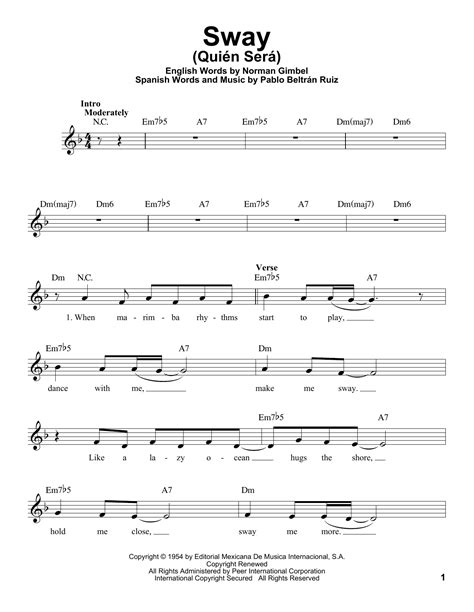 Sway Michael Buble Piano Sheet Music Pdf