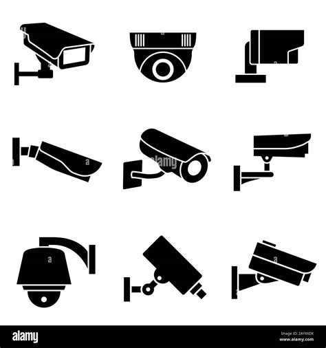 Cámaras De Videovigilancia De Seguridad Iconos De Vector Cctv Cámara