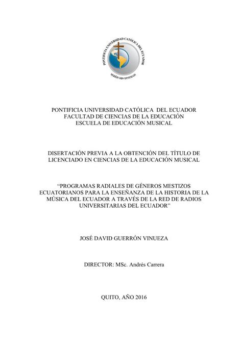 Pontificia Universidad Cat Lica Del Ecuador Facultad De Ciencias De La