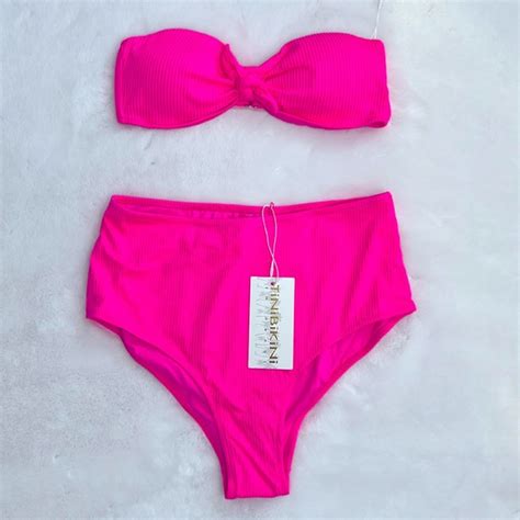 TiniBikini Swim Womens Tinibikini Swimsuit Bikini Bathing Suit Bubblegum Hot Neon Pink Nwt
