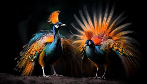 Premium Ai Image Majestic Peacock Displays Vibrant Colors In Close Up