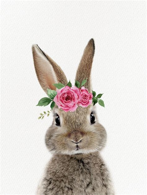 Bunny With Flower Crown Framed Art Print By Amy Peterson Art Studio