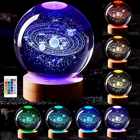 3d Solar System Crystal Ball Lamp K9 Crystal Ball Night Light With ...