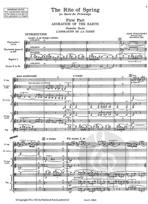 The Rite Of Spring By Igor Strawinsky Sheet Music For Orchestra Score