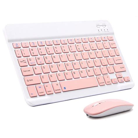 Ultra Slim Bluetooth Keyboard And Mouse Combo Rechargeable Rose Red