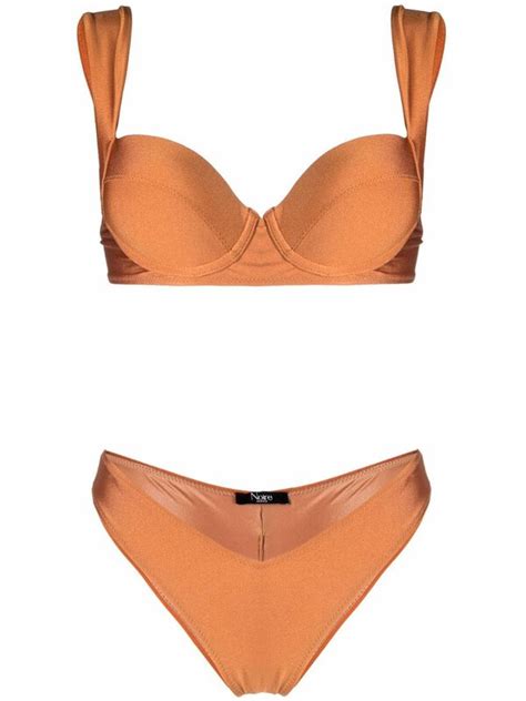 Buy NOIRE SWIMWEAR Shiny Finish Bikini Set Orange At 25 Off