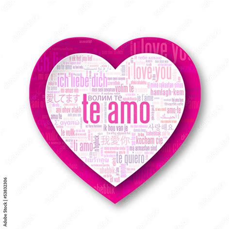 "TE AMO" (corazón amor te quiero tarjeta rosa nube de palabras) Stock ...