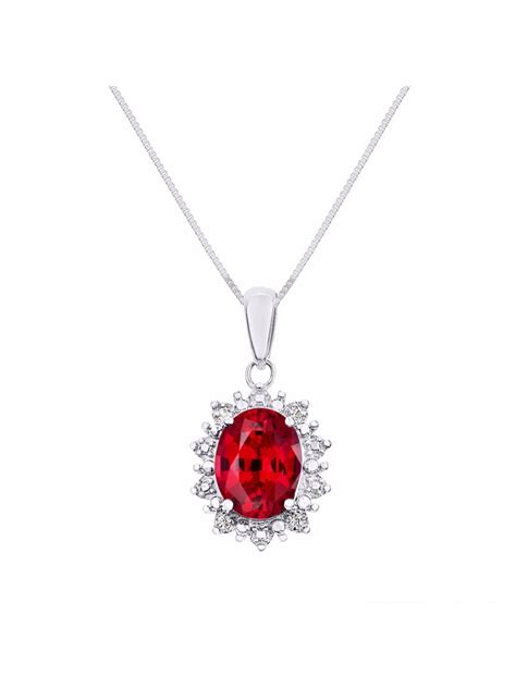 Rylos Rylos Simply Elegant Beautiful Red Ruby And Diamond Pendant