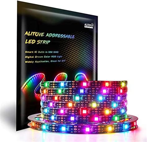 ALITOVE 5m WS2812B Ruban LED RVB Adressable Individuellement 5m 150