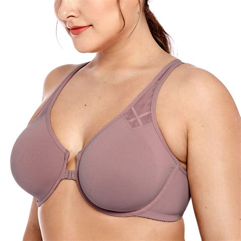 Delimira Womens Front Closure Bra Non Padded Seamless Underwire