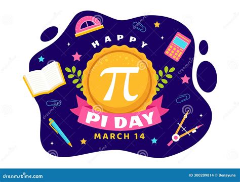 Happy Pi Day Vector Illustration On 14 March With Mathematical