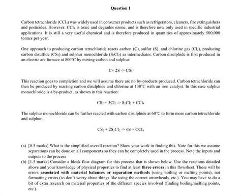 Solved Carbon Tetrachloride Ccl4 Was Widely Used In