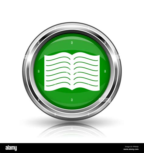 Book icon. Metallic internet button on white background Stock Photo - Alamy